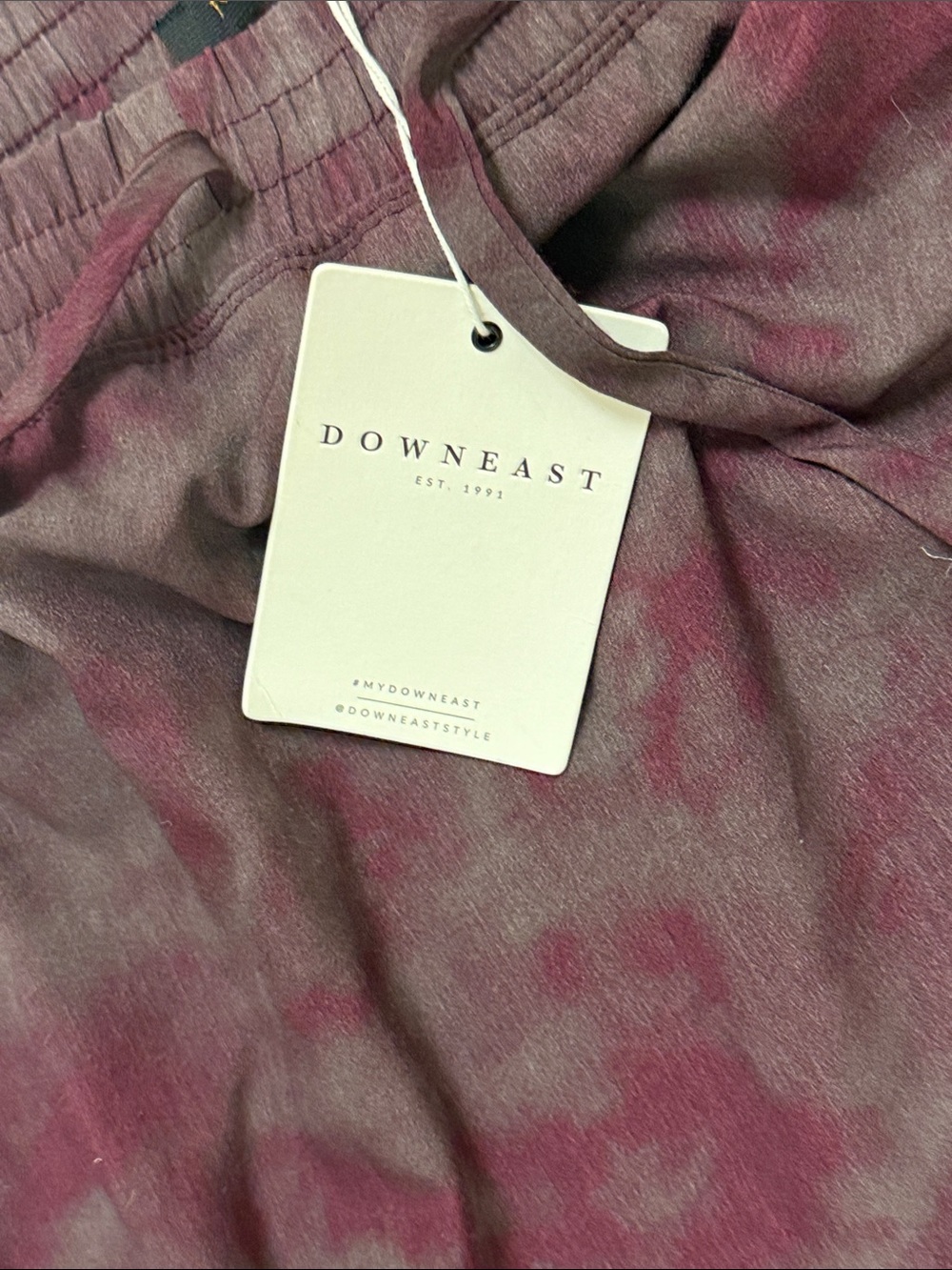 DownEast Tie-Dye Midi Skirt in Burgundy and Gray with Side Slits - Picture 2 of 5